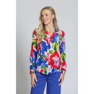NEW APNY button-up with roll-up sleeve floral shirt in multi